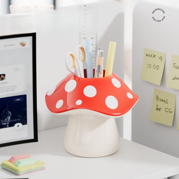 Cute Mushroom Desk Organizer Pen Holder