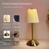 Metal Base, Pleated Fabric Lampshade - Bedside Lamp Night Light random colour