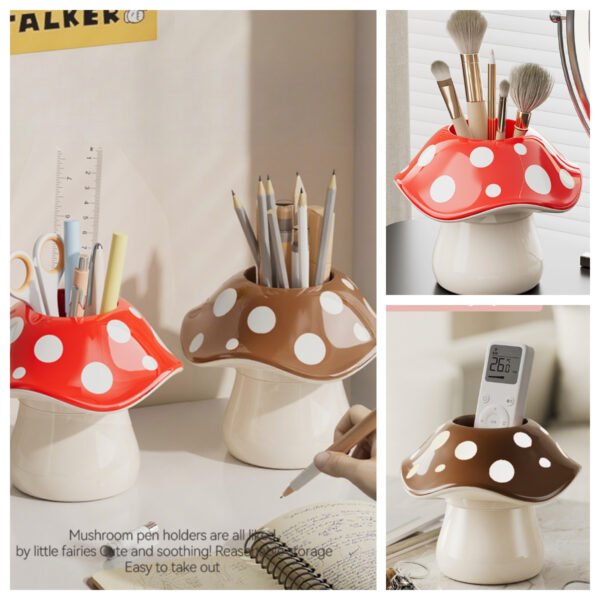 Cute Mushroom Desk Organizer Pen Holder
