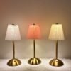 Metal Base, Pleated Fabric Lampshade - Bedside Lamp Night Light random colour